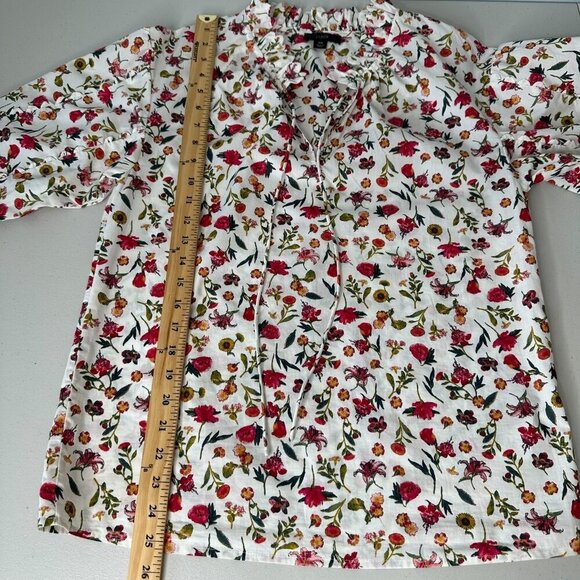 J Crew Scalloped Tie Neck Top XS Vintage Floral - Picture 8 of 8